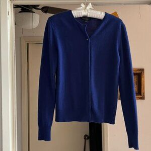 Ann Taylor 100% Cashmere cardigan sweater royal blue button S